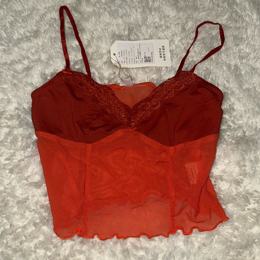 Red mesh tank top